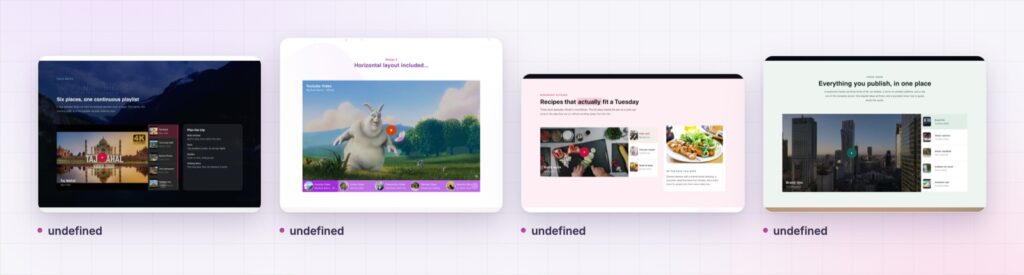 Four Elementor video gallery layouts from the demo page