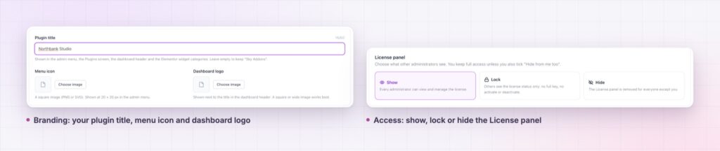 Elementor white label branding and access settings in the WordPress admin