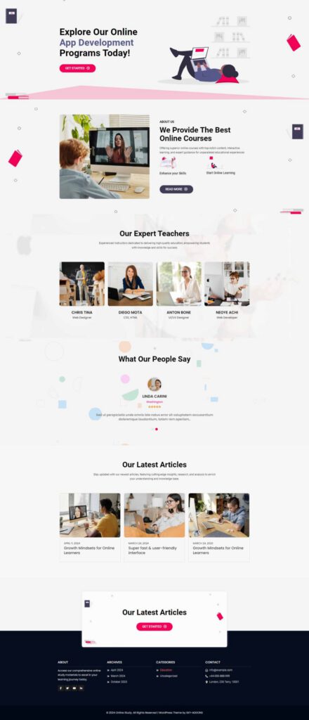 Sky Addons Online Study Elementor template preview
