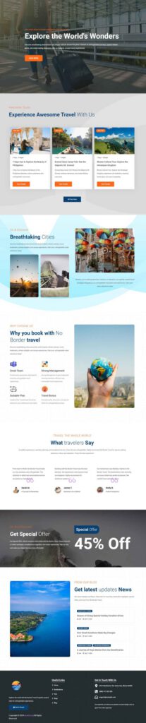 Sky Addons Travel Agency Elementor template preview