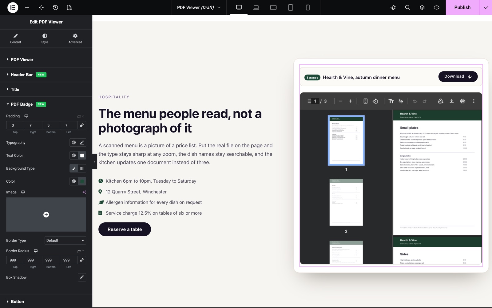 PDF Viewer badge style with padding, text color, background and border radius